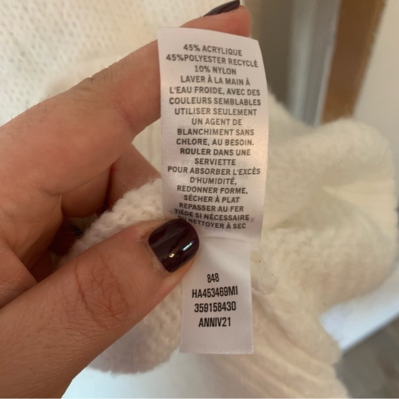 Halogen Womens White Puff Balloon Sleeve Oversized Cozy Crewneck Sweater Sz XXS - Picture 6 of 6